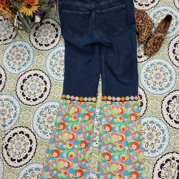 2612 Size 10 Lee Riders Upcycled Stretch Bell-Bottoms - Picture 4 of 6